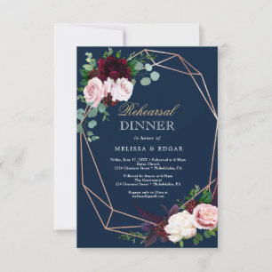 elegant blue wedding meal invitation