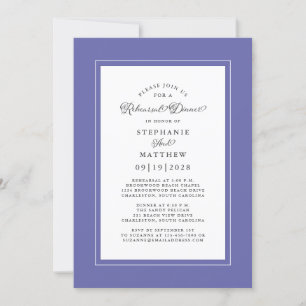 Elegant Blue Wedding Rehearsal Dinner Invitation