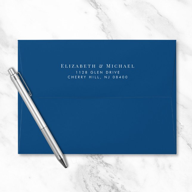 Elegant Blue Wedding Return Address Envelope (Creator Uploaded)