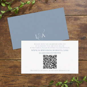 Elegant Blue Wedding RSVP QR Code  Enclosure Card