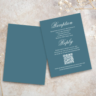 Elegant Blue Wedding Script RSVP Reception  Enclosure Card