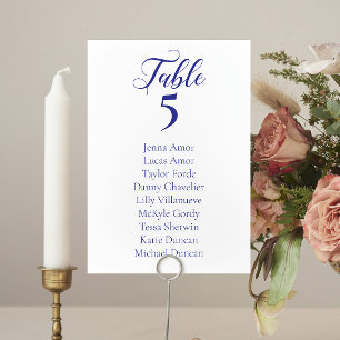 Elegant Blue Wedding Seating Chart Cards