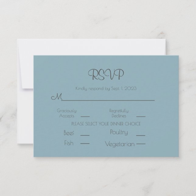 Elegant Blue Wedding Simple RSVP Card (Front)