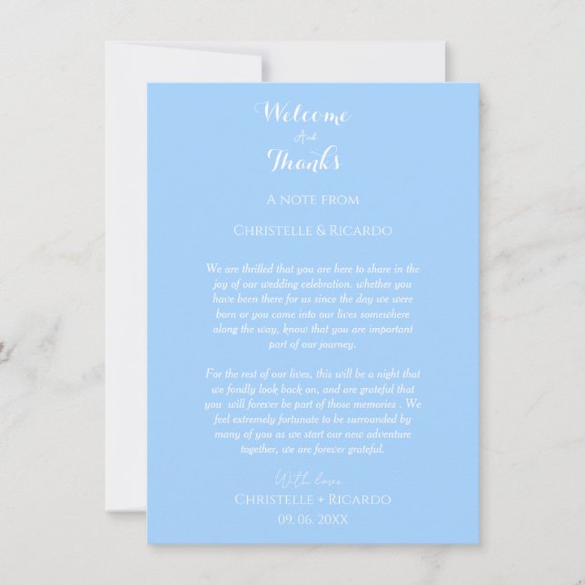  Elegant Blue Welcome & thank you Wedding note  (Front)