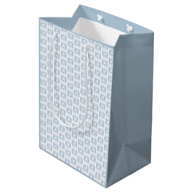 Elegant Blue White All Occasion  Medium Gift Bag (Back Angled)