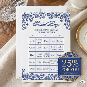 Elegant Blue & White Chinoiserie Bridal Bingo Game