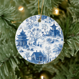 Elegant Blue & White Chinoiserie Design Ornament