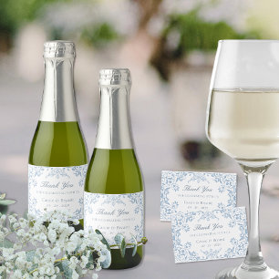 Elegant Blue White Chinoiserie Wedding Thank You Sparkling Wine Label