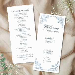 Elegant Blue White Coastal Chic Wedding Program