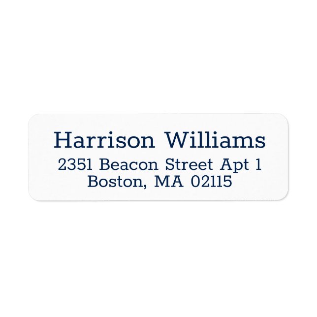 Elegant blue white custom serif return address (Front)