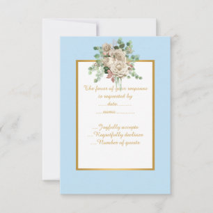 ELEGANT BLUE WHITE FLORAL CUSTOM RSVP CARD