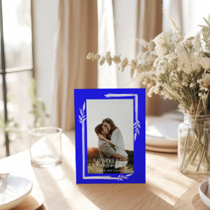 Elegant Blue & White Floral Save the Date Wedding  Postcard