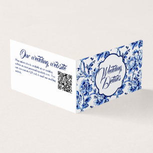 Elegant Blue & White Floral Wedding Enclosure Card