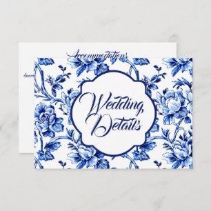 Elegant Blue & White Floral Wedding Enclosure Card