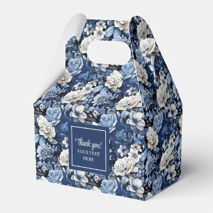 Elegant Blue White Flowers Personalised Favour Box