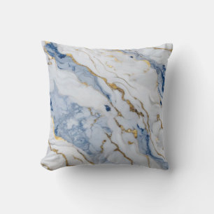 Elegant blue white gold marble granite pattern cushion