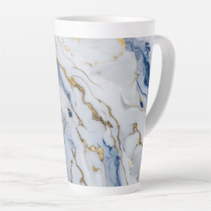 Elegant blue white gold marble granite pattern latte mug