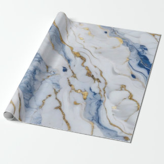 Elegant blue white gold marble granite pattern wrapping paper