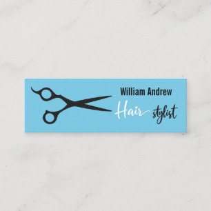 Elegant Blue White Hairdresser Photo Mini Business Calling Card