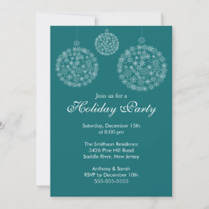 Elegant Blue & White Holiday Christmas Party Invitation