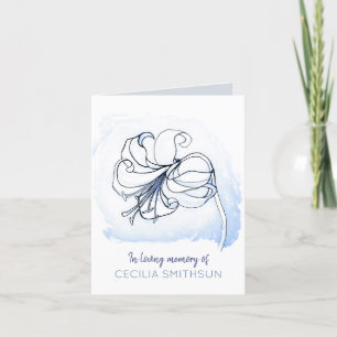 Elegant Blue & White Lily Loving Memory Sympathy Holiday Card