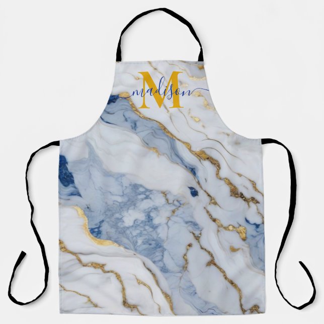 Elegant blue white maize gold marble granite  apron (Front)