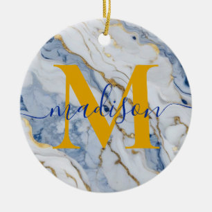 Elegant blue white maize gold marble granite ceramic tree decoration
