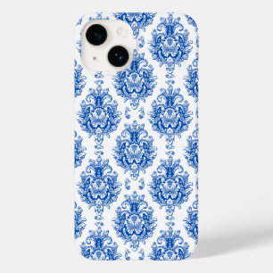 Elegant Blue White Mediterranean Damask Pattern Case-Mate iPhone 14 Case