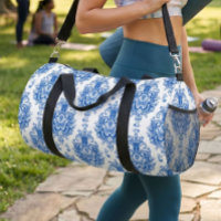 Elegant Blue White Mediterranean Damask Pattern
