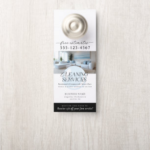 Elegant Blue White Modern Cleaning Services Door Hanger