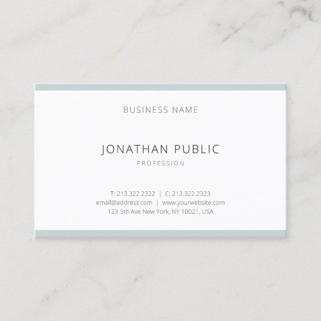 Elegant Blue White Modern Minimalistic Template Business Card (Front)