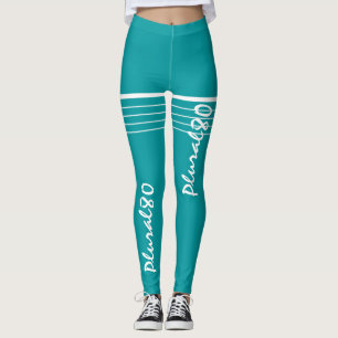 Elegant blue white monogrammed workout leggings