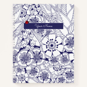 Elegant Blue White Personalised Notebook