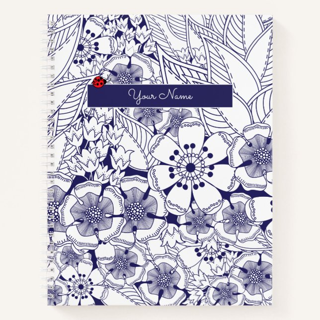 Elegant Blue White Personalised Notebook (Front)