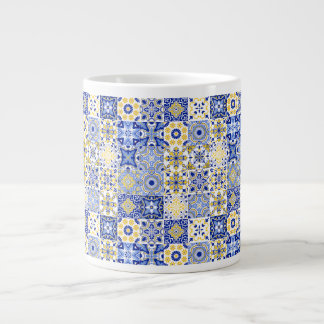 Elegant blue& white Portuguese Azulejo pattern  Large Coffee Mug