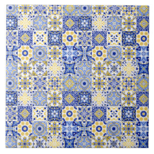Elegant blue& white Portuguese Azulejo pattern  Tile