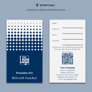 Elegant Blue White Promotional Gift Voucher Card