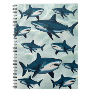 Elegant blue white shark notebook