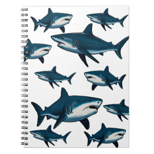 Elegant blue white shark  notebook