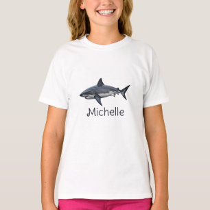 Elegant blue white shark Personalised  T-Shirt