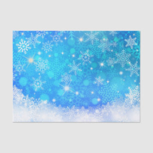 Elegant Blue White Snow Flake Tissue Paper