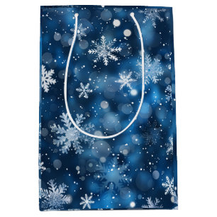 Elegant Blue & White Snowflake Winter Gift Bag