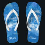 Elegant Blue White Something Blue Wedding Bride Jandals<br><div class="desc">Featuring classic blue and white gradient pattern, these elegant flip flops are a pretty something blue idea for your wedding. They will add a stylish dose of glam to your wedding day, bachelorette party, or other celebration. ♥Customise it with your wording by using the template fields. ♥ If you want to change the...</div>