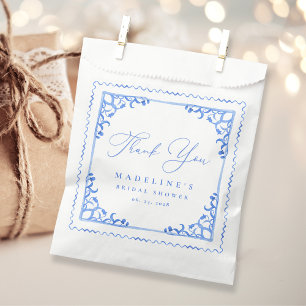 Elegant Blue White Tile Bridal Shower Favour Bags