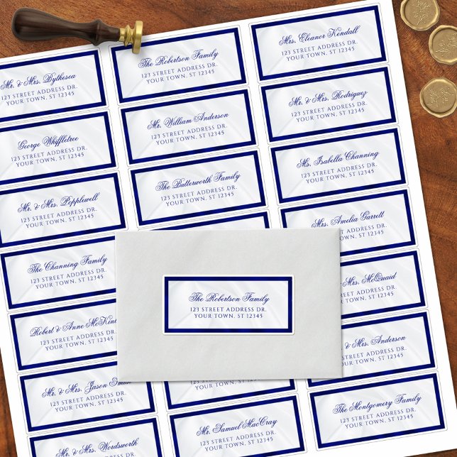 Elegant Blue White Wedding Guest Address Labels (Creator Uploaded)