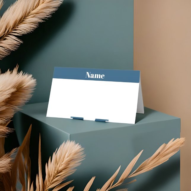 Elegant blue & white Wedding Place Card minimalist (Creator Uploaded)