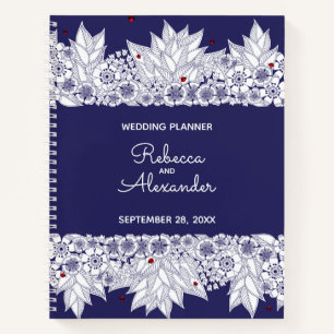 Elegant Blue White Wedding Planner Notebook