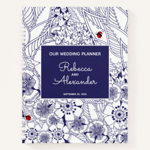 Elegant Blue White Wedding Planning Notebook
