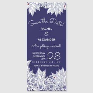 Elegant Blue White Wedding Save the Date