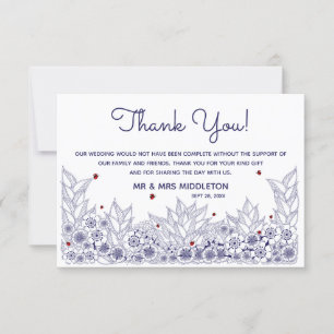 Elegant Blue White Wedding Thank You Card